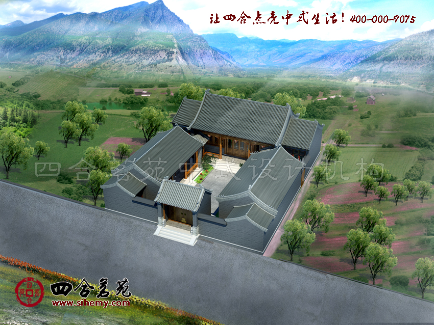 整齊如畫般的庭院分布 鄉(xiāng)村四合院裝修設(shè)計鳥瞰